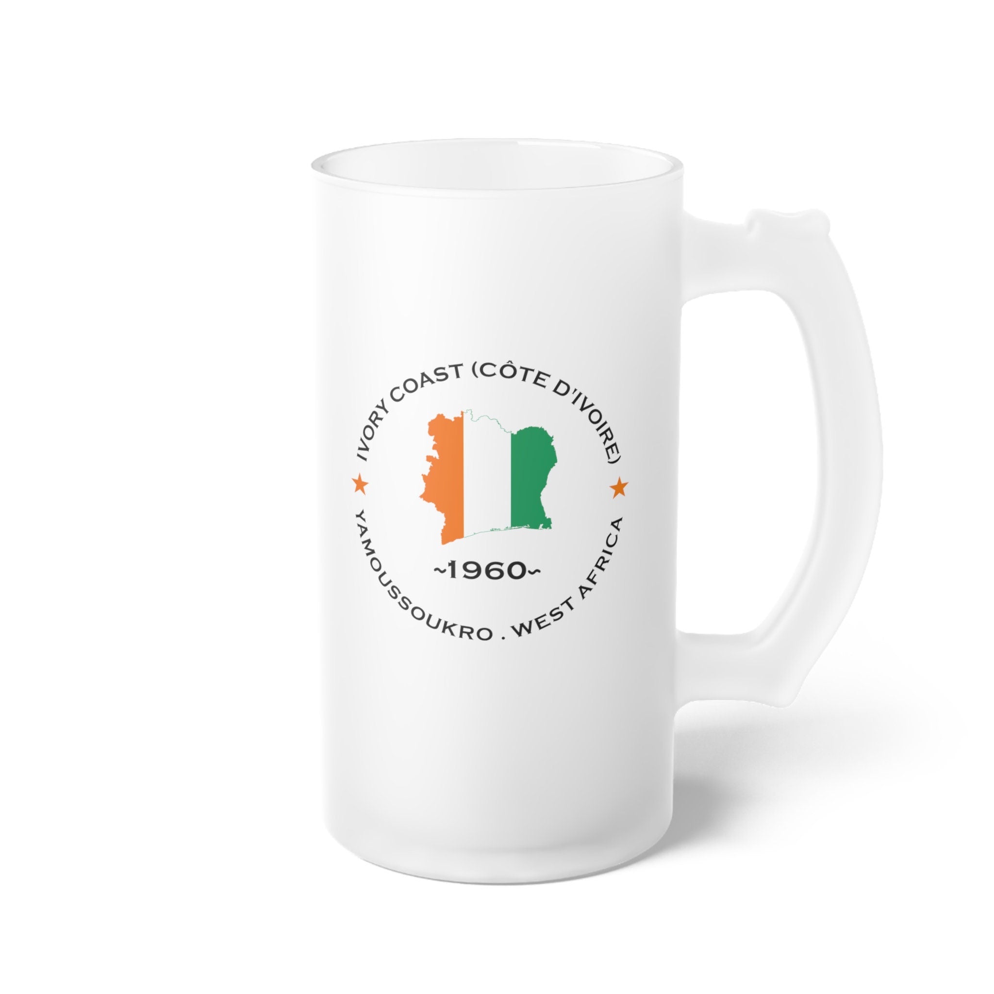 Ivory Coast Frosted Glass Beer Mug